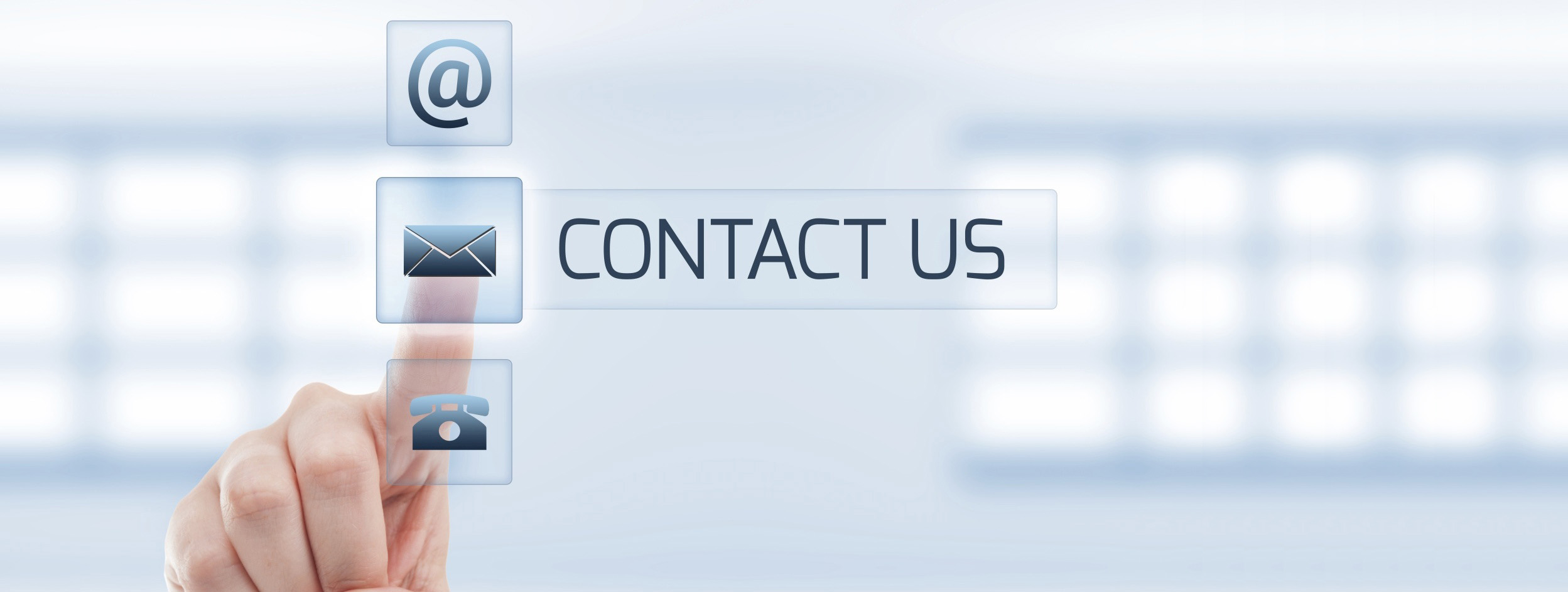 contact us concept using woman's hand